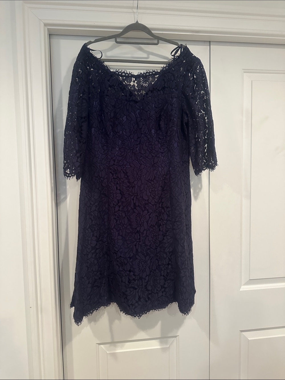 Eliza J Navy Floral Lace Midi Dress
